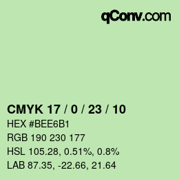 Color code: CMYK 17 / 0 / 23 / 10 | qconv.com