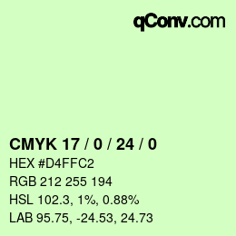 Color code: CMYK 17 / 0 / 24 / 0 | qconv.com