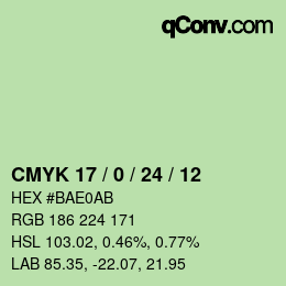カラーコード: CMYK 17 / 0 / 24 / 12 | qconv.com