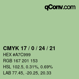カラーコード: CMYK 17 / 0 / 24 / 21 | qconv.com