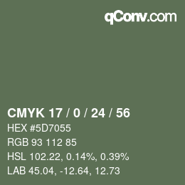 カラーコード: CMYK 17 / 0 / 24 / 56 | qconv.com