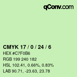 カラーコード: CMYK 17 / 0 / 24 / 6 | qconv.com