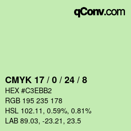 カラーコード: CMYK 17 / 0 / 24 / 8 | qconv.com