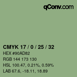 カラーコード: CMYK 17 / 0 / 25 / 32 | qconv.com