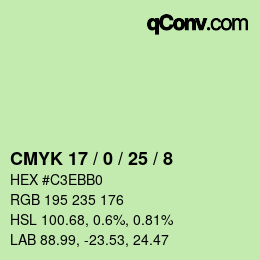 Color code: CMYK 17 / 0 / 25 / 8 | qconv.com