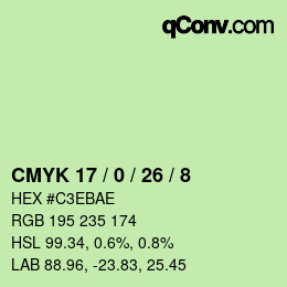 颜色代码: CMYK 17 / 0 / 26 / 8 | qconv.com
