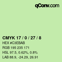カラーコード: CMYK 17 / 0 / 27 / 8 | qconv.com