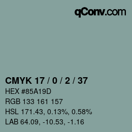 Color code: CMYK 17 / 0 / 2 / 37 | qconv.com