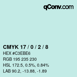 颜色代码: CMYK 17 / 0 / 2 / 8 | qconv.com