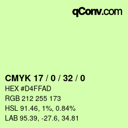 Color code: CMYK 17 / 0 / 32 / 0 | qconv.com
