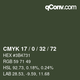 Color code: CMYK 17 / 0 / 32 / 72 | qconv.com