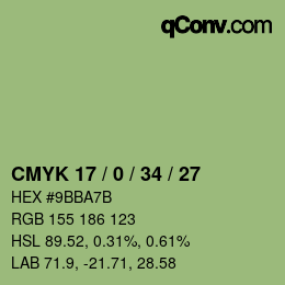 颜色代码: CMYK 17 / 0 / 34 / 27 | qconv.com