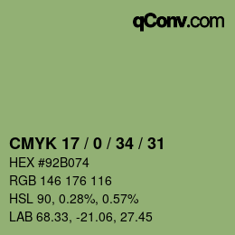 Color code: CMYK 17 / 0 / 34 / 31 | qconv.com