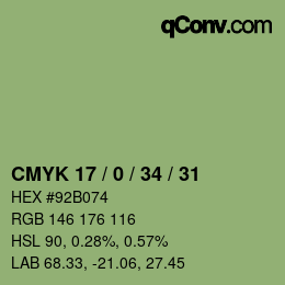 Color code: CMYK 17 / 0 / 34 / 31 | qconv.com