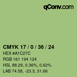 カラーコード: CMYK 17 / 0 / 36 / 24 | qconv.com