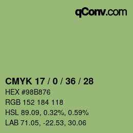 カラーコード: CMYK 17 / 0 / 36 / 28 | qconv.com
