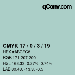 颜色代码: CMYK 17 / 0 / 3 / 19 | qconv.com
