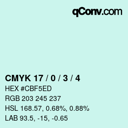 Color code: CMYK 17 / 0 / 3 / 4 | qconv.com