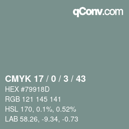 Código de color: CMYK 17 / 0 / 3 / 43 | qconv.com