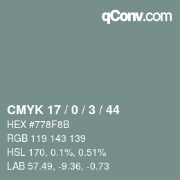 Código de color: CMYK 17 / 0 / 3 / 44 | qconv.com