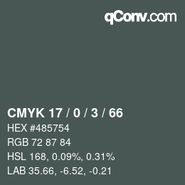 Color code: CMYK 17 / 0 / 3 / 66 | qconv.com