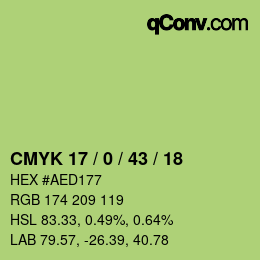 Color code: CMYK 17 / 0 / 43 / 18 | qconv.com