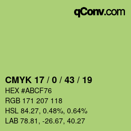 カラーコード: CMYK 17 / 0 / 43 / 19 | qconv.com
