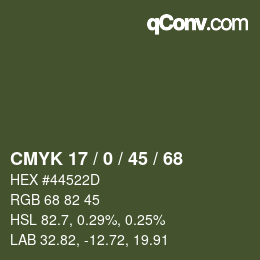 Farbcode: CMYK 17 / 0 / 45 / 68 | qconv.com