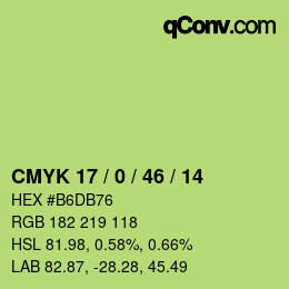 颜色代码: CMYK 17 / 0 / 46 / 14 | qconv.com