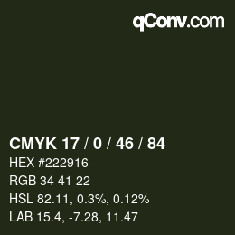 Código de color: CMYK 17 / 0 / 46 / 84 | qconv.com