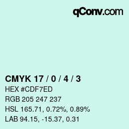 Color code: CMYK 17 / 0 / 4 / 3 | qconv.com