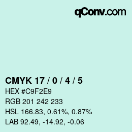 Color code: CMYK 17 / 0 / 4 / 5 | qconv.com