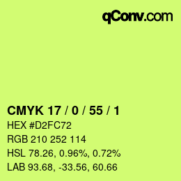颜色代码: CMYK 17 / 0 / 55 / 1 | qconv.com