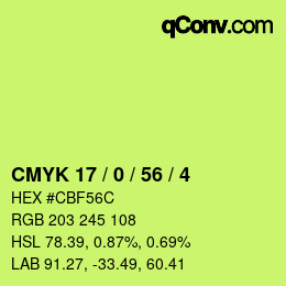 颜色代码: CMYK 17 / 0 / 56 / 4 | qconv.com