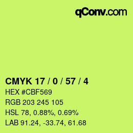カラーコード: CMYK 17 / 0 / 57 / 4 | qconv.com