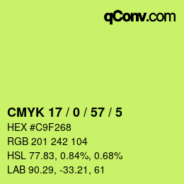 Color code: CMYK 17 / 0 / 57 / 5 | qconv.com
