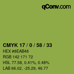 Color code: CMYK 17 / 0 / 58 / 33 | qconv.com