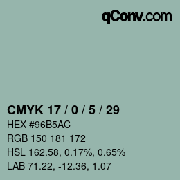 カラーコード: CMYK 17 / 0 / 5 / 29 | qconv.com