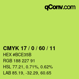 カラーコード: CMYK 17 / 0 / 60 / 11 | qconv.com