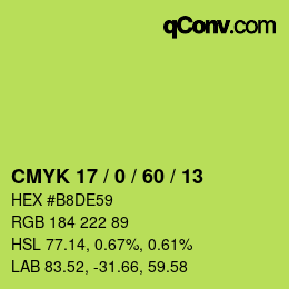 Color code: CMYK 17 / 0 / 60 / 13 | qconv.com