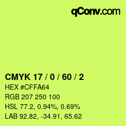 Color code: CMYK 17 / 0 / 60 / 2 | qconv.com