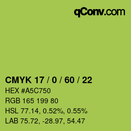 カラーコード: CMYK 17 / 0 / 60 / 22 | qconv.com