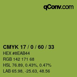 カラーコード: CMYK 17 / 0 / 60 / 33 | qconv.com