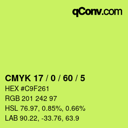 Color code: CMYK 17 / 0 / 60 / 5 | qconv.com