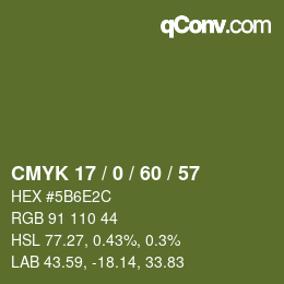 颜色代码: CMYK 17 / 0 / 60 / 57 | qconv.com
