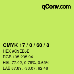 Color code: CMYK 17 / 0 / 60 / 8 | qconv.com