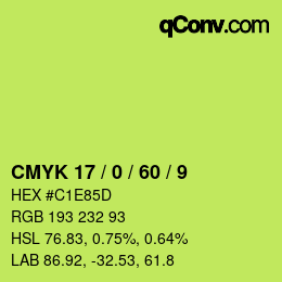 颜色代码: CMYK 17 / 0 / 60 / 9 | qconv.com