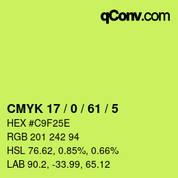 颜色代码: CMYK 17 / 0 / 61 / 5 | qconv.com