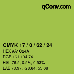 Farbcode: CMYK 17 / 0 / 62 / 24 | qconv.com