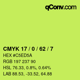 Color code: CMYK 17 / 0 / 62 / 7 | qconv.com